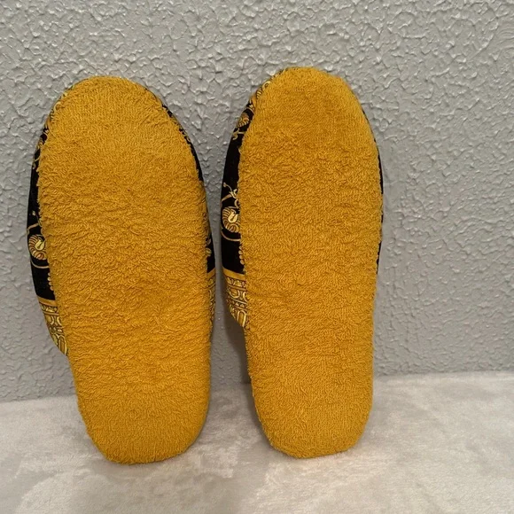 Versace Baroque Unisex Women's/Men’s Slippers in Black & Yellow,Medusa Head Logo - Picture 4 of 10